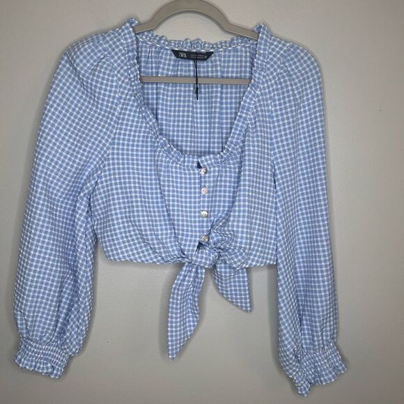 Zara Gingham Crop Top NWOT - Picture 4 of 6